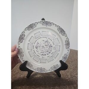 Vtg 1959 Year Calendar Plate - Great Anniversary Birthday Gift - Taylor Smith